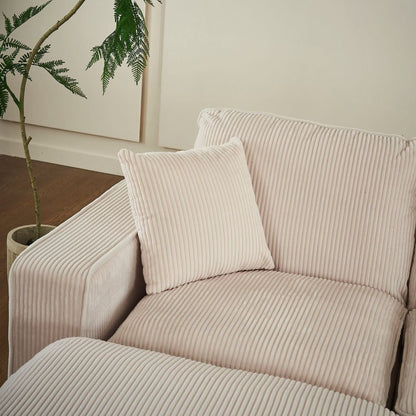 Modern U Shaped 6-seat Sectional Sofa Couch with one Ottoman and three toss pillows, Modular Sofa for Living Room,Corduroy sofa