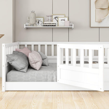 Full size Floor bed, integral construction with super high security barrier, door, children's floor bed frame, Montessori wooden children's floor bed, Support slat white - Streamdale Furniture