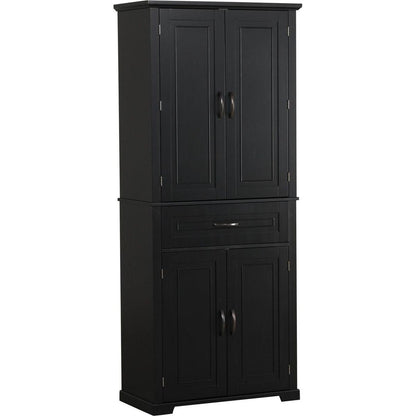 Bathroom Storage Cabinet with Doors and Drawer, Multiple Storage Space, Adjustable Shelf, Black