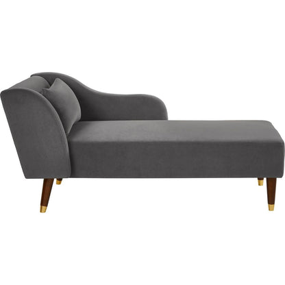 Modern Chaise Lounge Chair Velvet Upholstery (Grey)