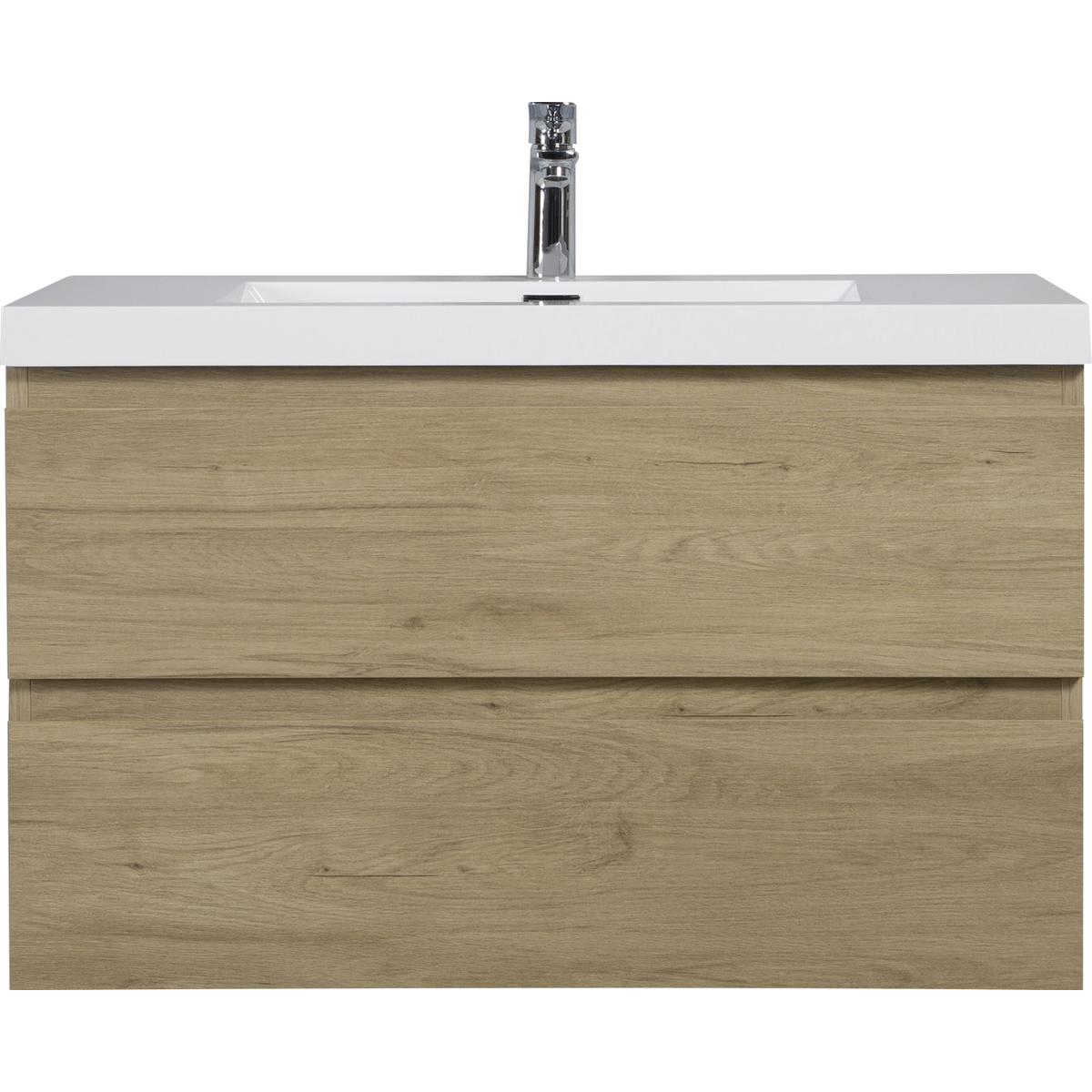 36" Floating Bathroom Vanity with Sink, Modern Wall-Mounted Bathroom Storage Vanity Cabinet with Resin Top Basin and Soft Close Drawers, Natural Oak