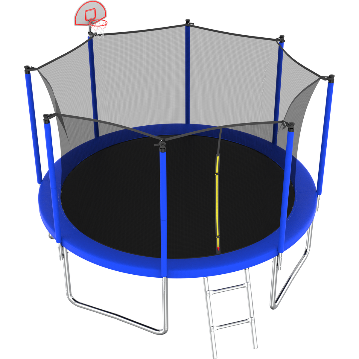 12FT Trampoline for Kids & Adults with Basketball Hoop and Ball, Recreational Trampolines with Safety Enclosure for Back Yard Outdoor