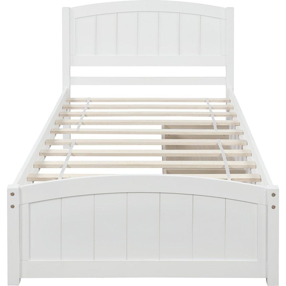 Twin size Platform Bed with Two Drawers, White