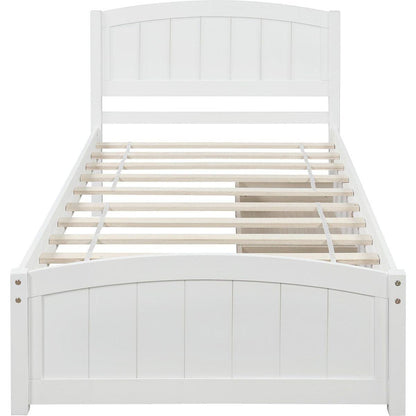 Twin size Platform Bed with Two Drawers, White
