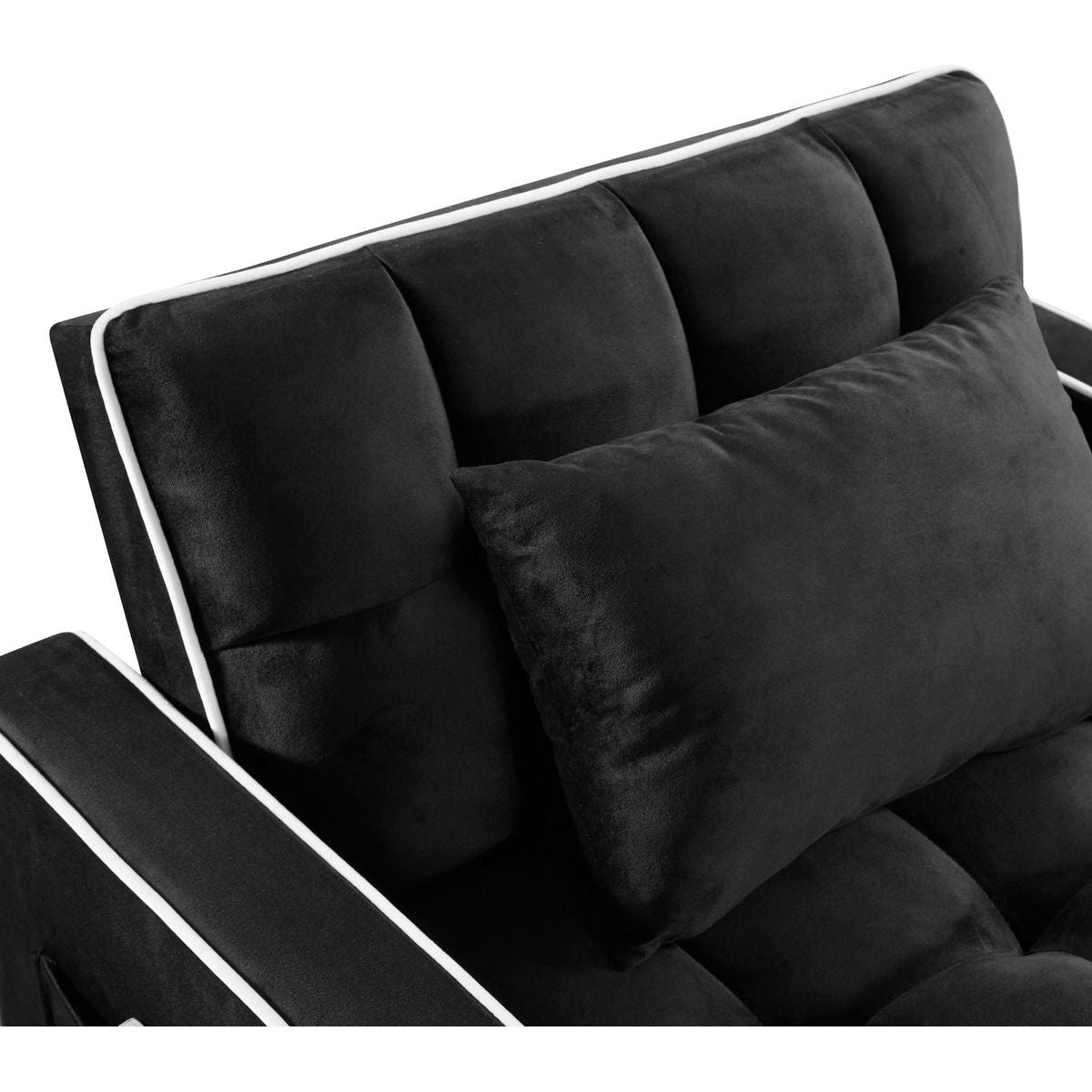 Convertible Sleeper Chair Sofa Bed Adjustable Pull Out Sleeper Chair Bed Multi-Pockets Folding Sofa Bed for Living Room Bedroom Small Space,3-in-1 Sofa Bed, (Black)