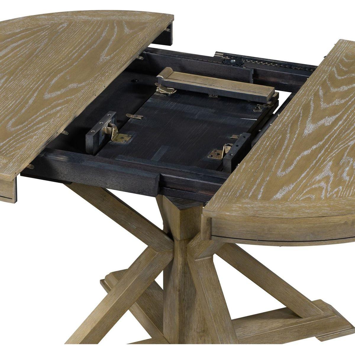 Retro Functional Extendable Dining Table with a 12" Leaf for Dining Room and Living Room (Natural Wood Wash)