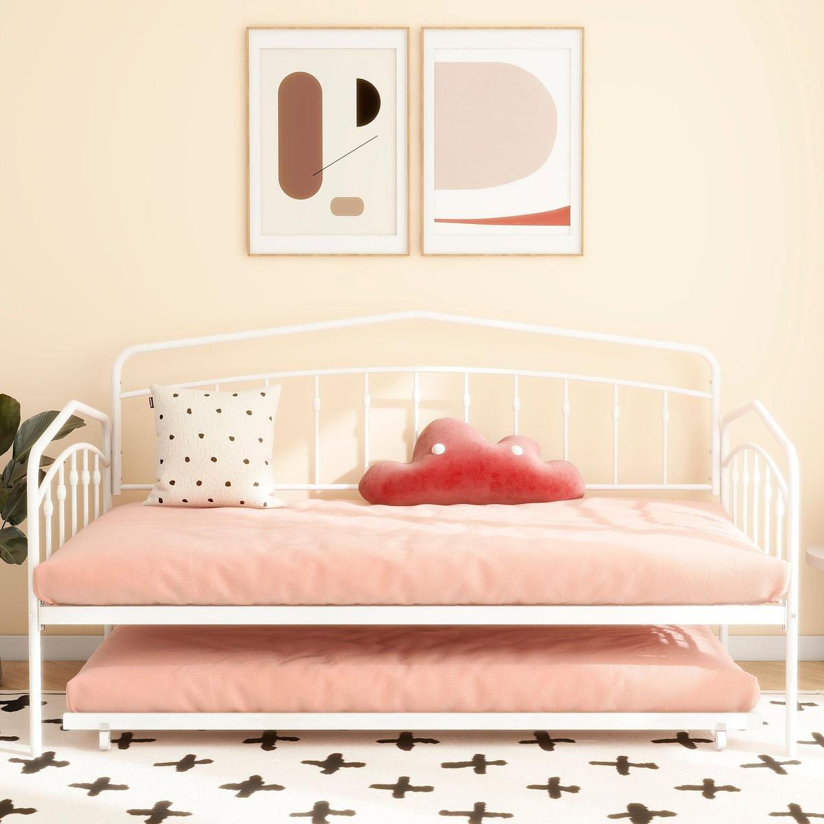 Fox Twin Daybed with Twin Trundle, White