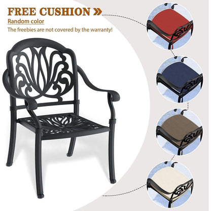 (Cushions In Random Colors)3-Piece Set Of Cast Aluminum Patio Furniture With Cushions