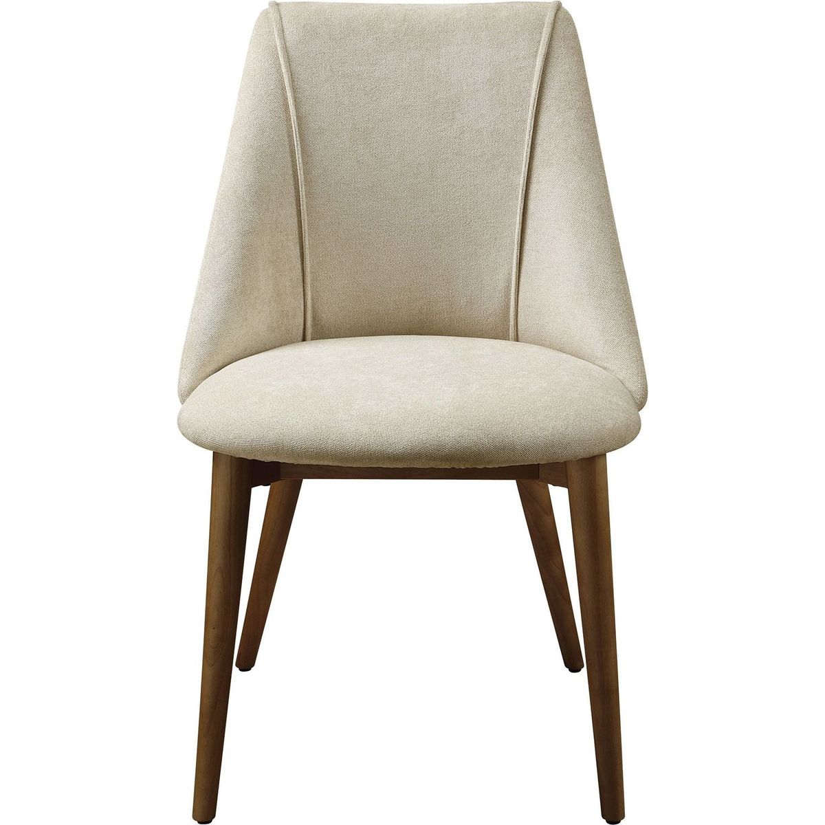 Willene Side Chair (Set-2), Beige Fabric & Walnut Finish