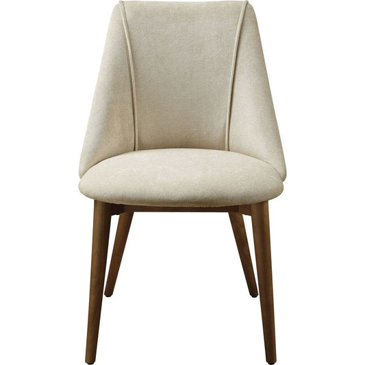 Willene Side Chair (Set-2), Beige Fabric & Walnut Finish