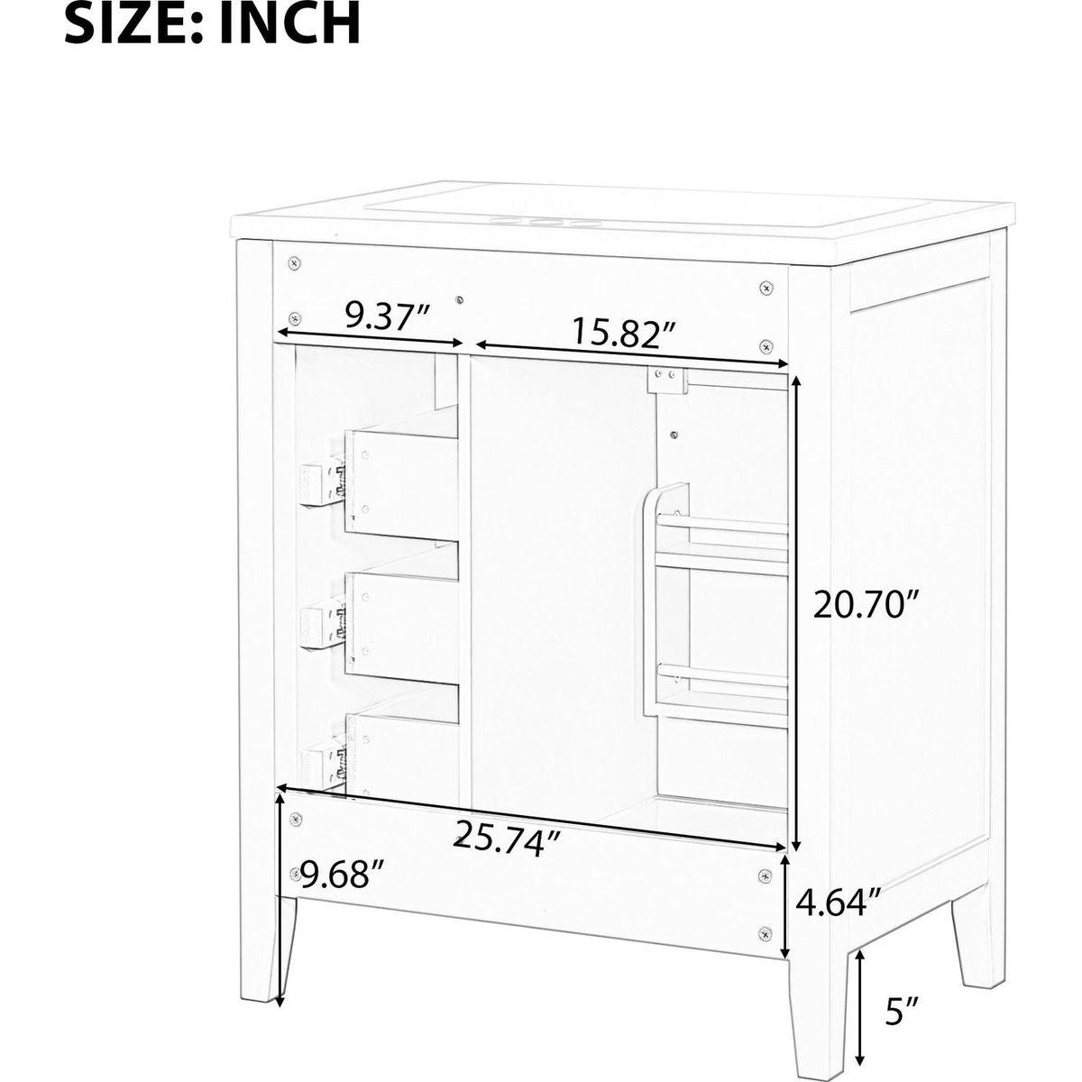 30" Bathroom Vanity with Sink Combo, Green Bathroom Cabinet with Drawers, Solid Frame and MDF Board