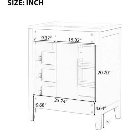 30" Bathroom Vanity with Sink Combo, Green Bathroom Cabinet with Drawers, Solid Frame and MDF Board