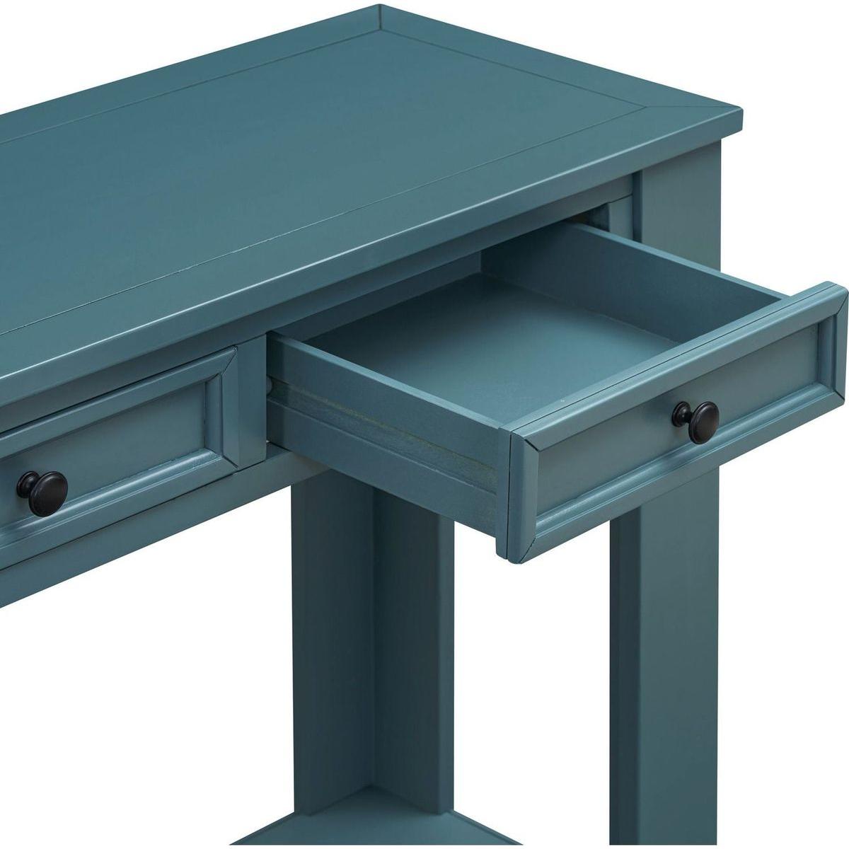 Console Table/Sofa Table with Storage Drawers and Bottom Shelf for Entryway Hallway(Dark Blue)