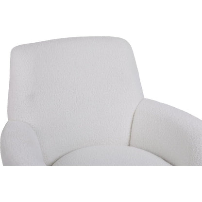 Teddy Swivel Barrel Chair, Swivel Accent Chairs Armchair for Living Room, Reading Chairs for Bedroom Comfy, Round Barrel Chairs with Gold Stainless Steel Base (Ivory)