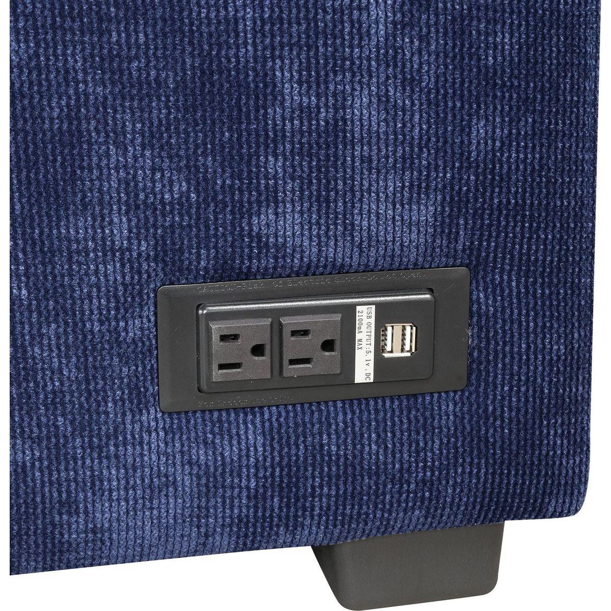 82.6" L-shape Sofa Bed Pull-out Sleeper Sofa with Wheels, USB Ports, Power Sockets for Living Room, Navy Blue