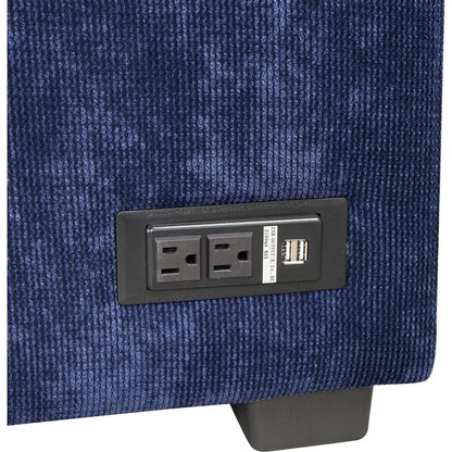 82.6" L-shape Sofa Bed Pull-out Sleeper Sofa with Wheels, USB Ports, Power Sockets for Living Room, Navy Blue