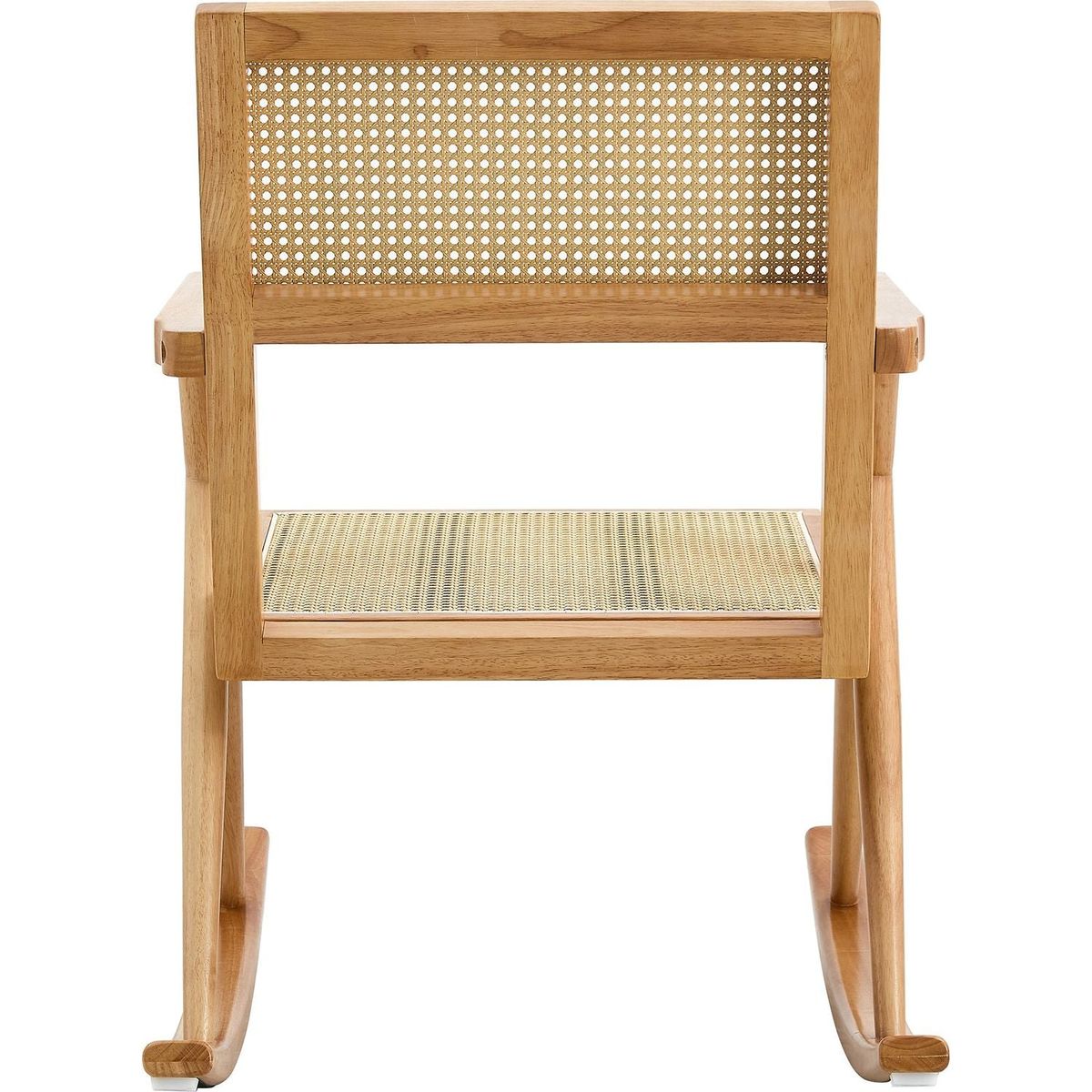 Solid wood+imitation rattan rocking chair allows you to relax quietly indoors and outdoors, enhancing your sense of relaxation, suitable for balconies, gardens, and camping sites