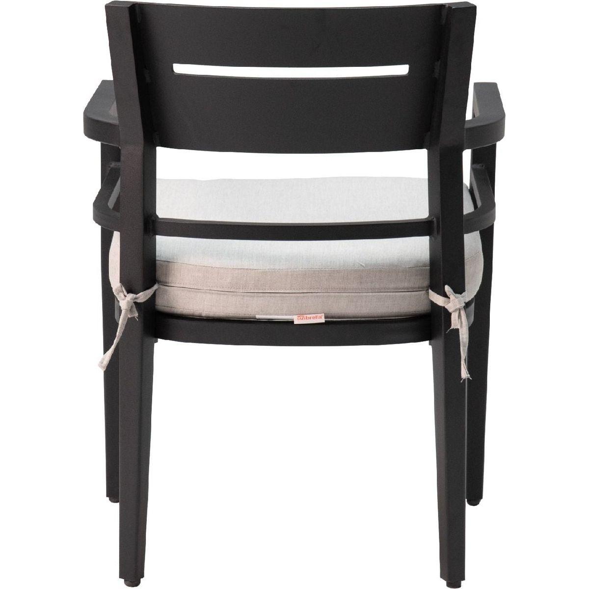 Outdoor Patio K/D Aluminum Stationary Dining Chairs 4PCS with Outdoor-grade Sunbrella Fabric Cushions, Tapered Feet, Ember Black