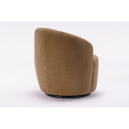 Teddy Fabric Swivel Accent Armchair Barrel Chair With Black Powder Coating Metal Ring,Coffee Brown