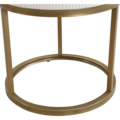 19.68 Inch Modern Nightstand with Drawer, Marble Round End Table with storage, Side Table for Living Room&Bedroom