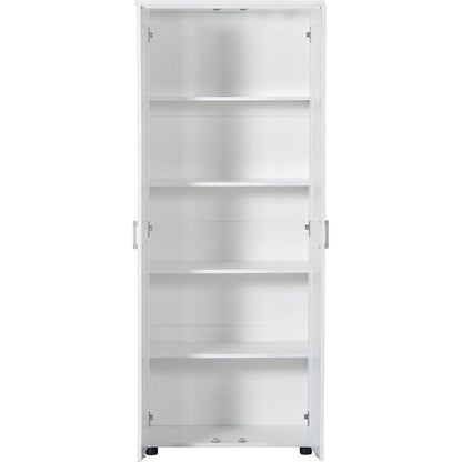 Storage Cabinet with Two Doors for Bathroom, Office, Adjustable Shelf, MDF Board, White