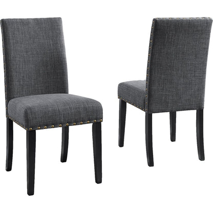 Biony Fabric Dining Chairs with Nailhead Trim, Set of 2, Gray