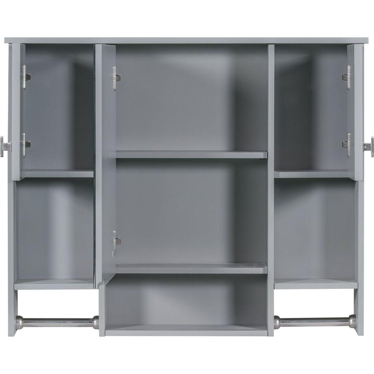 35" x 28" Modern Wall Mounted Bathroom Storage Cabinet, Bathroom Wall Cabinet with Mirror, Medicine Cabinet with Towels Bar