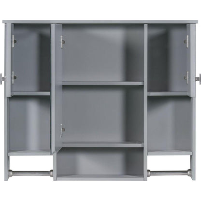 35" x 28" Modern Wall Mounted Bathroom Storage Cabinet, Bathroom Wall Cabinet with Mirror, Medicine Cabinet with Towels Bar