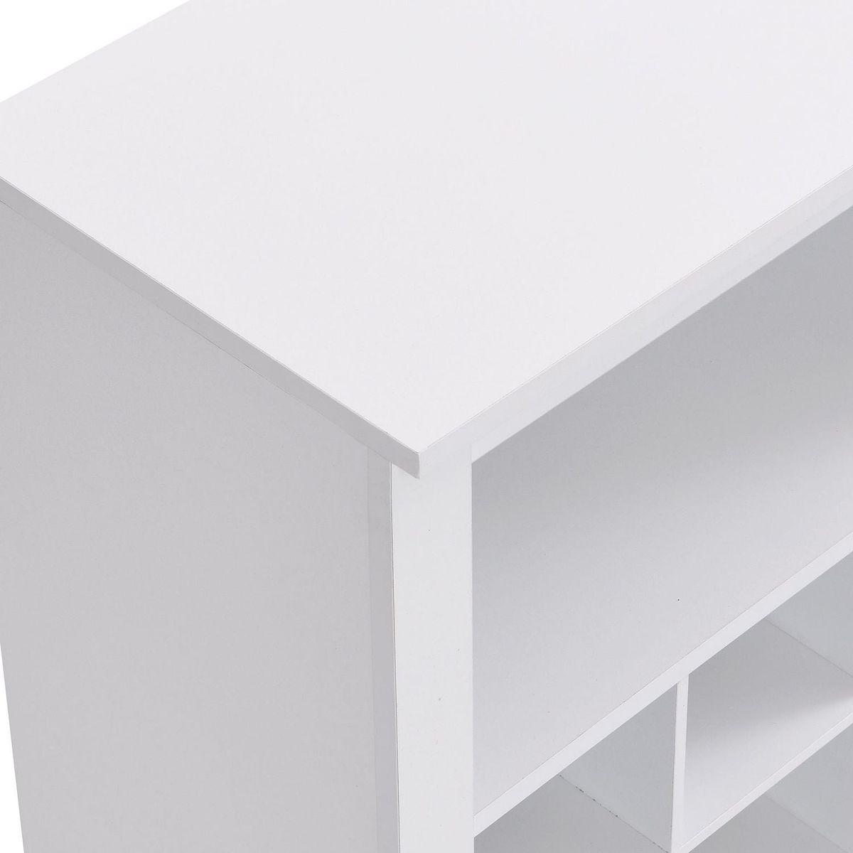 Stylish Design 30 Shoe Cubby Console, Contemporary Shoe Cabinet with Multiple Storage Capacity, Free Standing Tall Cabinet with Versatile Use for Hallway, Bedroom, White