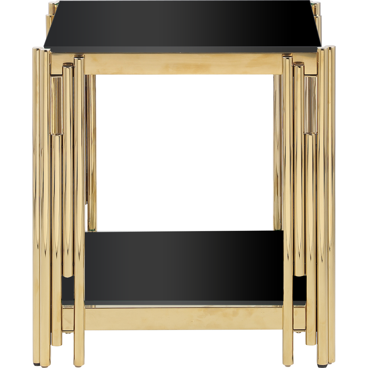 Woker Furniture 20" Wide Square End Table with Black Glass Top, Golden Stainless Steel Tempered Glass End Table for Living Room&Bed Room