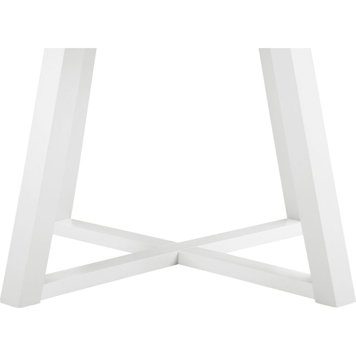 Edo Contemporary Round Dining Table, Trestle Base, White Finish