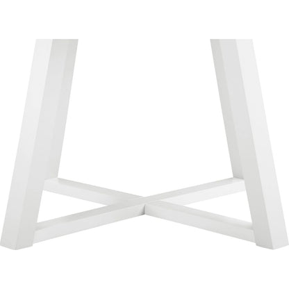 Edo Contemporary Round Dining Table, Trestle Base, White Finish
