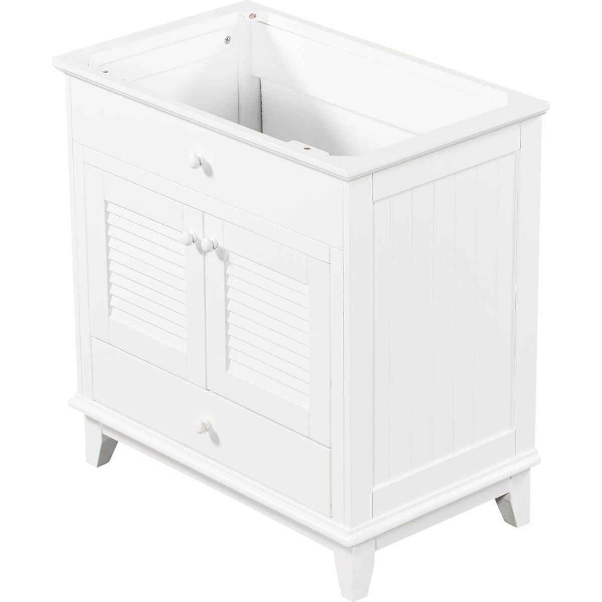 30" Bathroom Vanity Base without Sink, Bathroom Cabinet with Two Doors and One Drawer, White