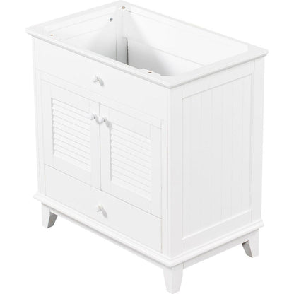 30" Bathroom Vanity Base without Sink, Bathroom Cabinet with Two Doors and One Drawer, White