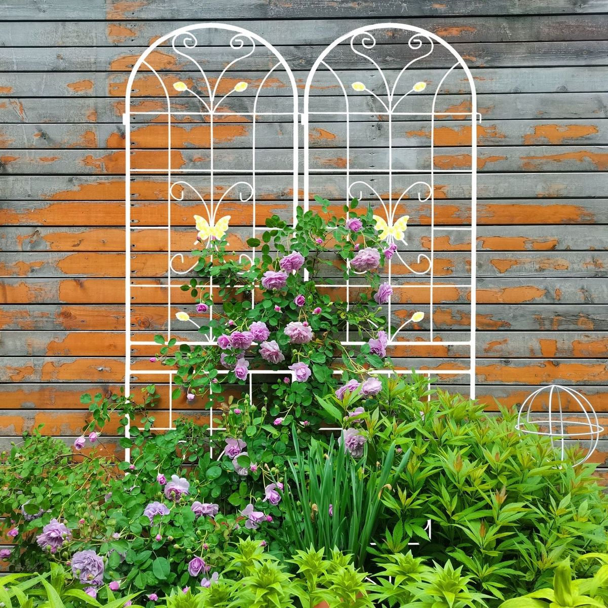 2 Pack Metal Garden Trellis 86.7" x 19.7" Rustproof Trellis for Climbing Plants Outdoor Flower Support Cream White