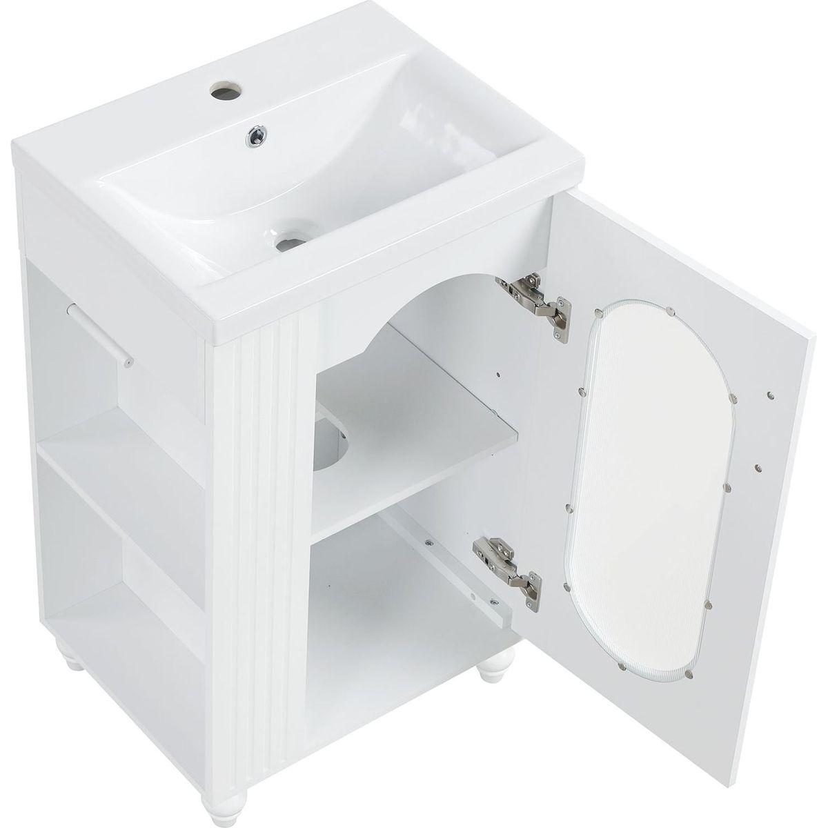 20" Bathroom Vanity with Sink, Bathroom Vanity Cabinet with Two-tier Shelf, Adjustable Shelf, Solid Wood and MDF, White