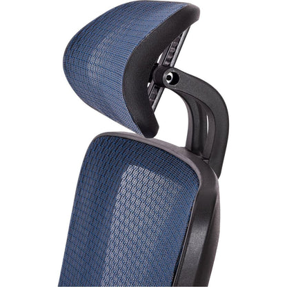 BLUE Ergonomic Mesh Office Chair, High Back - Adjustable Headrest with Flip-Up Arms, Tilt and lock Function, Lumbar Support and blade Wheels, KD chrome metal legs