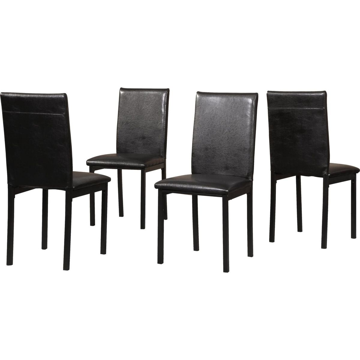 Noyes Faux Leather Seat Metal Frame Dining Chairs, Set of 4, Black