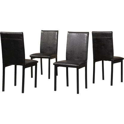 Noyes Faux Leather Seat Metal Frame Dining Chairs, Set of 4, Black
