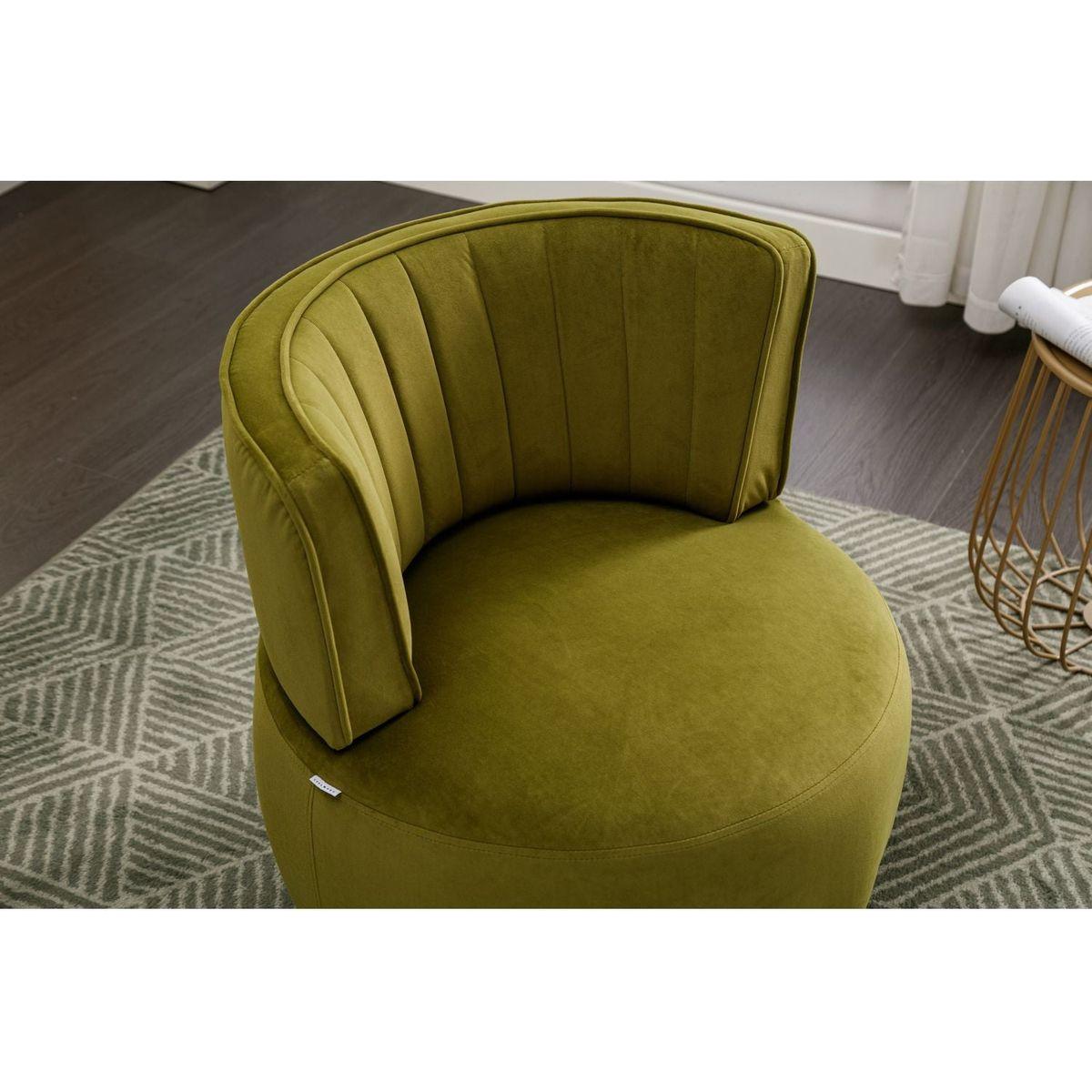 360 Degree Swivel Cuddle Barrel Accent Sofa Chairs, Round Armchairs with Wide Upholstered, Fluffy Velvet Fabric Chair for Living Room, Bedroom, Office, Waiting Rooms