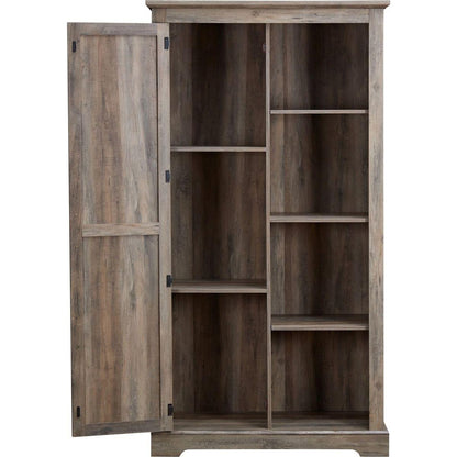 Tall Storage Cabinet Barn Door Storage Country Wood Rustic Farmhouse Pantry Cupboard Sliding Door Kitchen Organizer Furniture Home Drawer Shelves 39.37x15.75x74.4 Gray Wash
