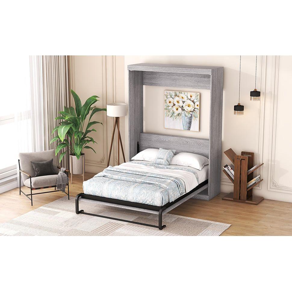 Full Size Murphy Bed, can be Folded into a Cabinet, Gray