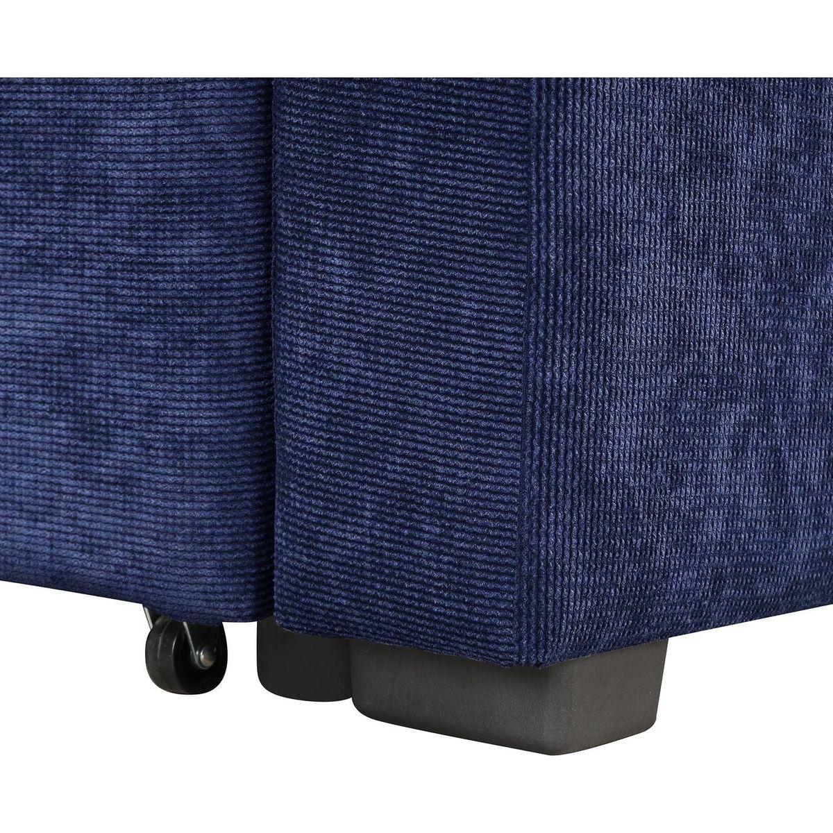 82.6" L-shape Sofa Bed Pull-out Sleeper Sofa with Wheels, USB Ports, Power Sockets for Living Room, Navy Blue