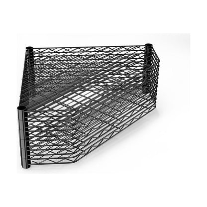 6 Tier Shelf Corner Wire Shelf Rack Pentagonal Shelves Adjustable Metal Heavy Duty Free Standing Corner Storage Display Chrome Rack for Bathroom, Living Room, Kitchen - Black