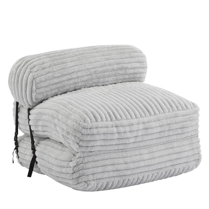 Latina Indoor Foldable Bean Bag Lounge Chair, Light Gray, Faux-Fur, 37x35x27.5 inches