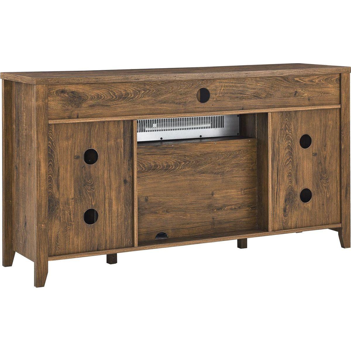 55 inch TV Media Stand with Electric Fireplace KD Inserts Heater,Reclaimed Barnwood Color