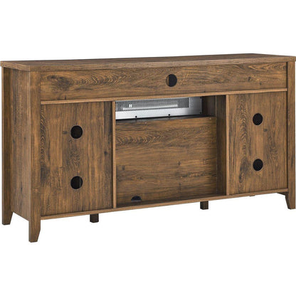 55 inch TV Media Stand with Electric Fireplace KD Inserts Heater,Reclaimed Barnwood Color