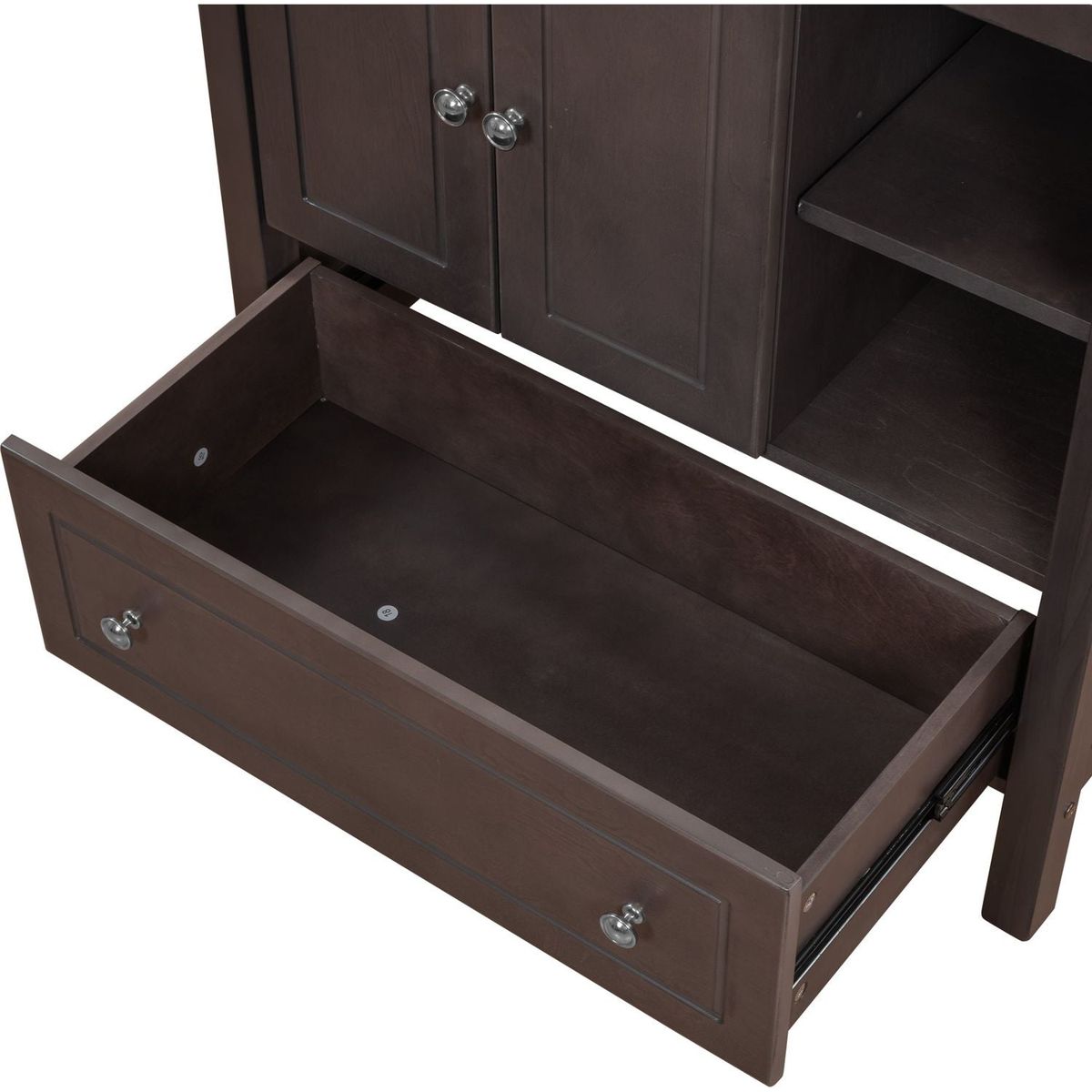 30" Bathroom Vanity with Sink, Bathroom Storage Cabinet with Doors and Drawers, Solid Wood Frame, Ceramic Sink, Brown