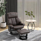 Massage Recliner Chair with Ottoman, 360 Swivel Recliner and Footstool, PU Leather Reclining Chair with Side Pocket and Remote Control, Brown