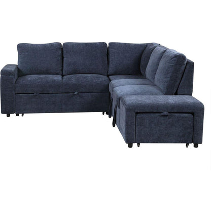 L-shaped Padded Modular Sofa with Storage Space, USB Ports, and Cup Holders on the Armrests, Suitable for Living Rooms, Offices, and Apartments.
